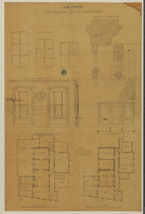 216600 Plattegrond van de begane grond en eerste verdieping van het tot postkantoor in te richten gebouw Achter de ...